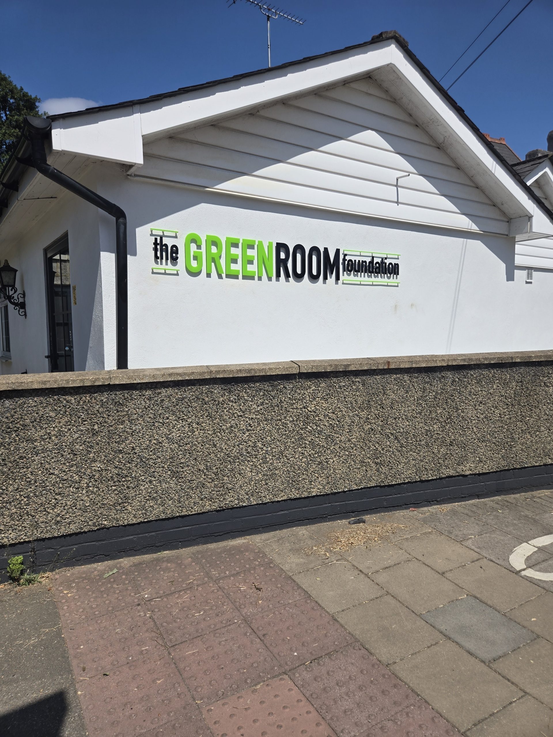 The Green Room Foundation building lettering and site signage in Windsor
